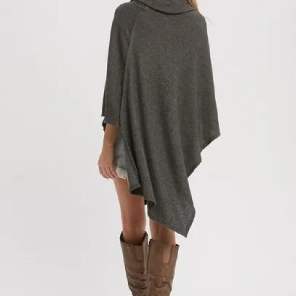 CLEAR OUT!!!! Asymmetrical Cowl Neck Poncho - Picture 7 of 10